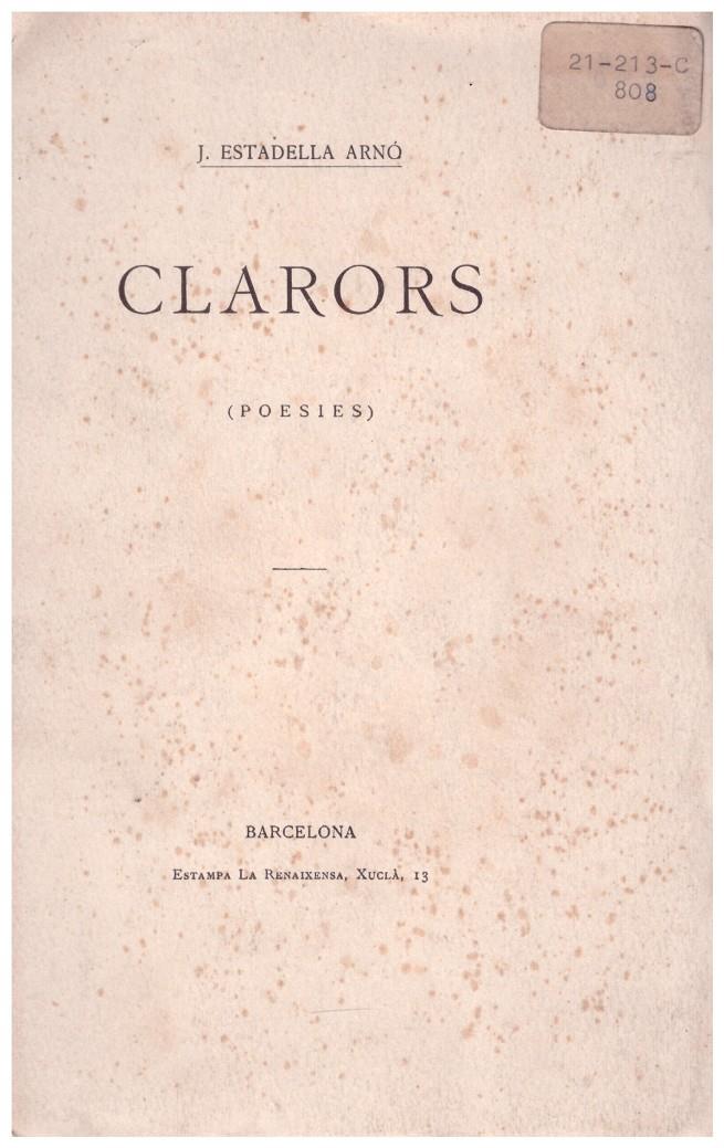 CLARORS | 9999900189599 | Estadella Arnó, J | Llibres de Companyia - Libros de segunda mano Barcelona