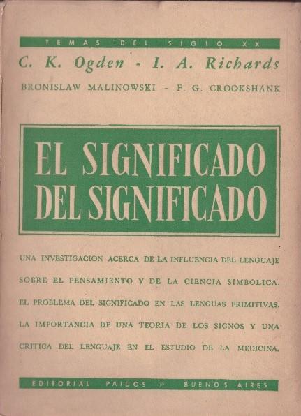 EL SIGNIFICADO DEL SIGNIFICADO | 9999900231090 | Ogden, C. K. y Richards, I. A.  | Llibres de Companyia - Libros de segunda mano Barcelona