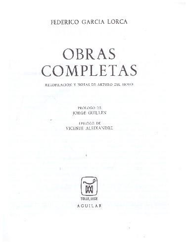 OBRAS COMPLETAS | 9999900229592 | Lorca, Garcia Federico | Llibres de Companyia - Libros de segunda mano Barcelona