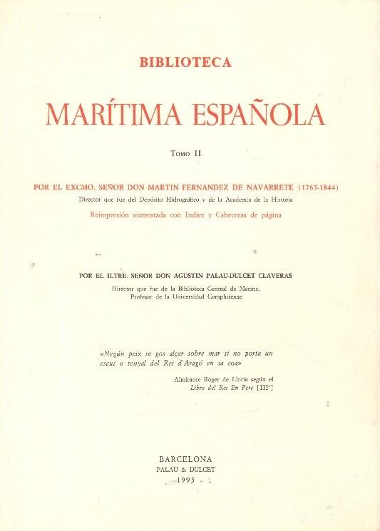 BIBLIOTECA MARITIMA ESPAÑOLA | 9999900172560 |  FERNANDEZ DE NAVARRETE, MARTIN | Llibres de Companyia - Libros de segunda mano Barcelona