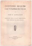CUESTIONES BIOQUIMICAS Y FARMACEUTICAS | 9999900231366 | Rodriguez Carracido,  Jose | Llibres de Companyia - Libros de segunda mano Barcelona