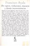DE RAPTOS, VIOLACIONES, MACACOS Y DEMÁS INCONVENIENCIAS | 9999900233360 | Ayala, Francisco | Llibres de Companyia - Libros de segunda mano Barcelona