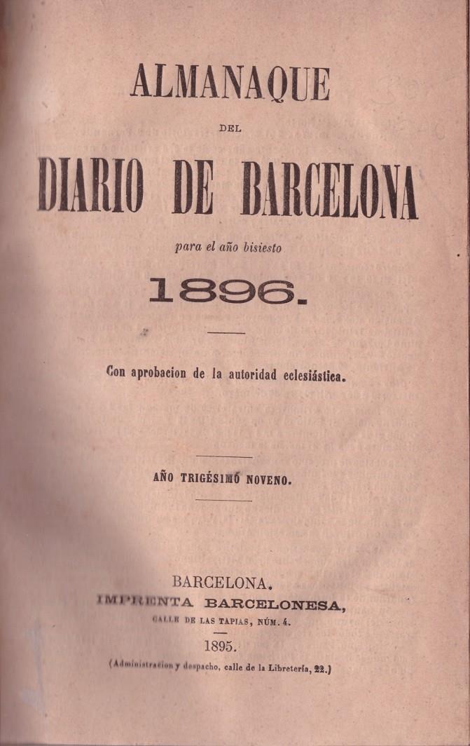 ALMANAQUE DEL DIARIO DE BARCELONA. 1896-1900 | 9999900011166 | Llibres de Companyia - Libros de segunda mano Barcelona