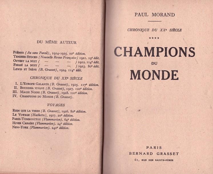CHAMPIONS DU MONDE | 9999900031232 | Morand, Paul | Llibres de Companyia - Libros de segunda mano Barcelona