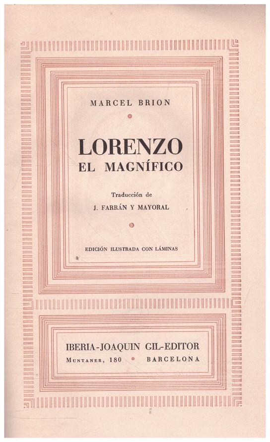 LORENZO EL MAGNÍFICO | 9999900234978 | Brion, Marcel | Llibres de Companyia - Libros de segunda mano Barcelona