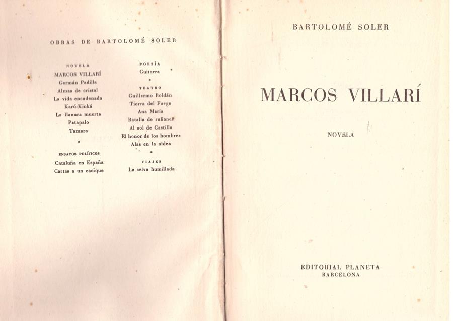MARCOS VILLARÍ | 9999900087956 | Soler, Bartolomé. | Llibres de Companyia - Libros de segunda mano Barcelona