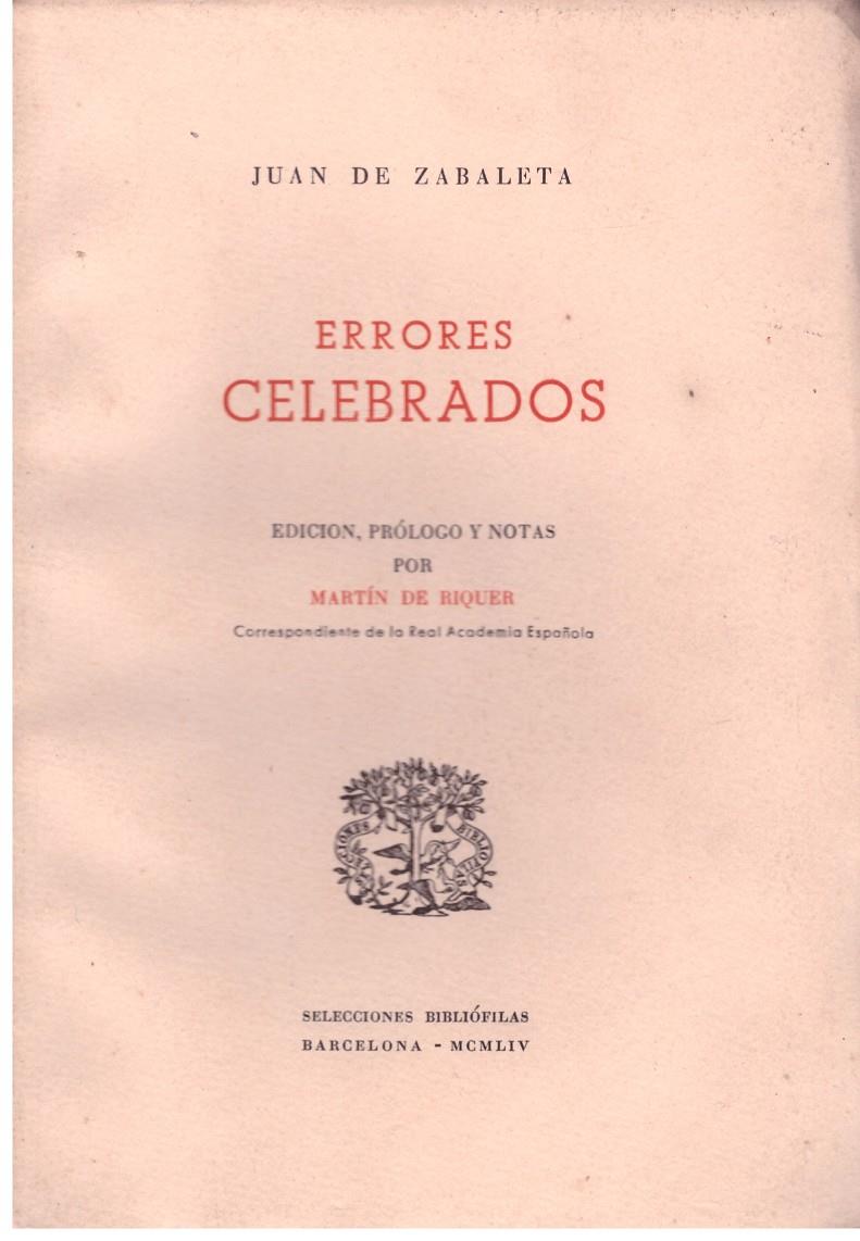 ERRORES CELEBRADOS | 9999900189063 | ZABALETA, JUAN DE. | Llibres de Companyia - Libros de segunda mano Barcelona