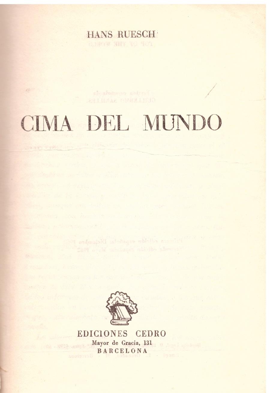CIMA DEL MUNDO | 9999900100839 | Ruesch, Hans | Llibres de Companyia - Libros de segunda mano Barcelona