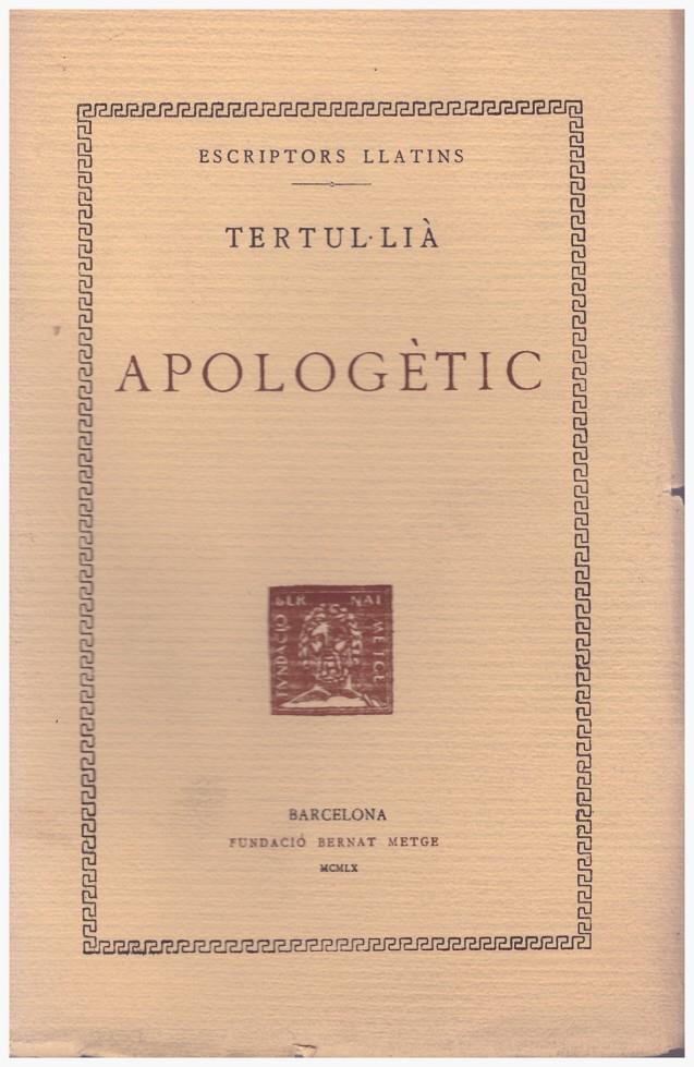 APOLOGÈTIC | 9999900020939 | Tertul-Lia | Llibres de Companyia - Libros de segunda mano Barcelona