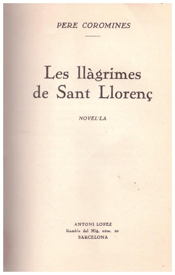 LES LLÁGRIMES DE SANT LLORENÇ | 9999900079975 | Corominas, Pere | Llibres de Companyia - Libros de segunda mano Barcelona