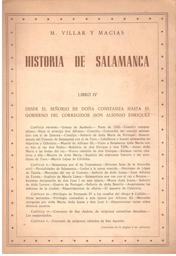 HISTORIA DE SALAMANCA LIBRO IV | 9999900207132 | Macias, M. Villar | Llibres de Companyia - Libros de segunda mano Barcelona