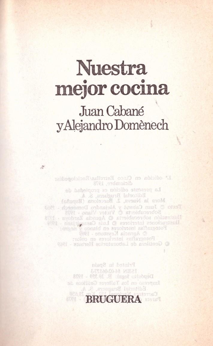 NUESTRA MEJOR COCINA | 9999900009330 | Cabané, Juan; Domènech Alejandro | Llibres de Companyia - Libros de segunda mano Barcelona