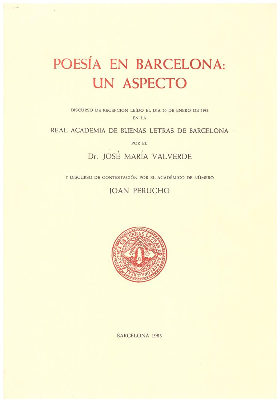 POESIA EN BARCELONA: UN ASPECTO | 9999900042498 | Llibres de Companyia - Libros de segunda mano Barcelona