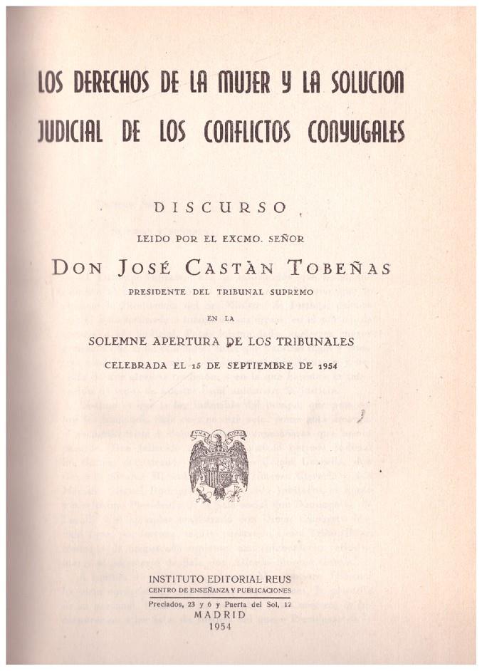 LOS DERECHOS DE LA MUJER Y LA SOLUCION JUDICIAL DE LOS CONFLICTOS CONYUGALES | 9999900057935 | Llibres de Companyia - Libros de segunda mano Barcelona