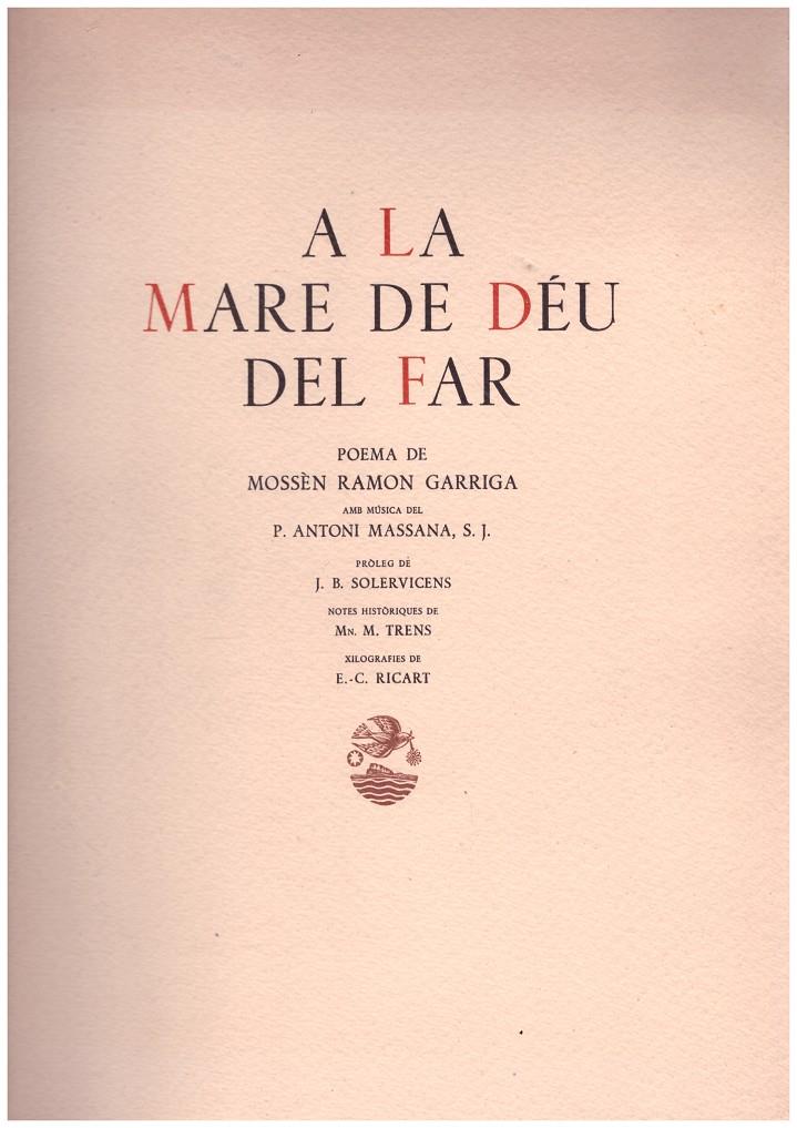 A LA MARE DE DÈU DEL FAR | 9999900189162 | GARRIGA, MOSSEN RAMON | Llibres de Companyia - Libros de segunda mano Barcelona