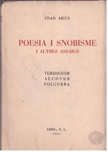 POESIA I SNOBISME | 9999900226539 | Arús, Joan | Llibres de Companyia - Libros de segunda mano Barcelona