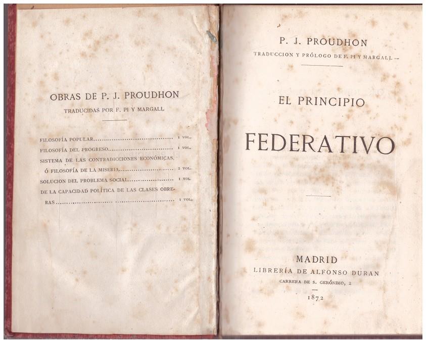 EL PRINCIPIO FEDERATIVO | 9999900108613 | Proudhon, P.J | Llibres de Companyia - Libros de segunda mano Barcelona