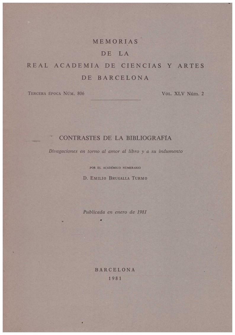 MEMORIAS DE LA REAL ACADEMIA DE CIENCIAS Y ARTES DE BARCELONA VOL XLV NUM 2 | 9999900212501 | Brugalla, Turmo Emilio | Llibres de Companyia - Libros de segunda mano Barcelona