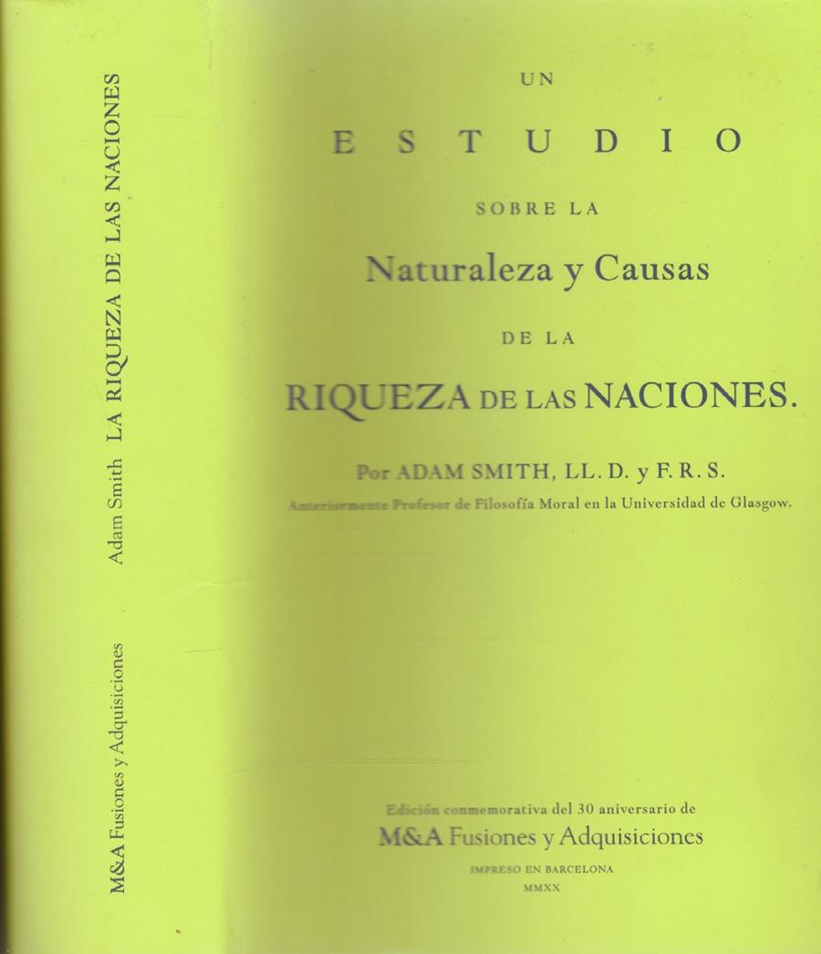 UN ESTUDIO SOBRE LA NATURALEZA Y CAUSAS DE LA RIQUEZA DE LAS NACIONES | 9999900220025 | Smith, Adam | Llibres de Companyia - Libros de segunda mano Barcelona