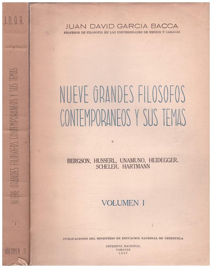 NUEVE GRANDES FILOSOFOS CONTEMPORANEOS Y SUS TEMAS 2 VOLUMENES | 9999900234749 | Garcia Bacca, Juan David | Llibres de Companyia - Libros de segunda mano Barcelona