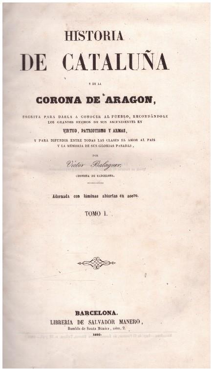 HISTORIA DE CATALUÑA 5 TOMOS | 9999900225662 | Balaguer, Victor | Llibres de Companyia - Libros de segunda mano Barcelona