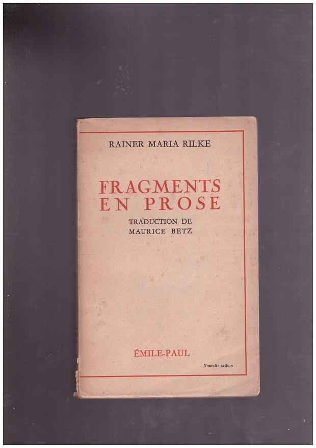 FRAGMENTS EN PROSE | 9999900169201 | RILKE MARIA, RAINER | Llibres de Companyia - Libros de segunda mano Barcelona