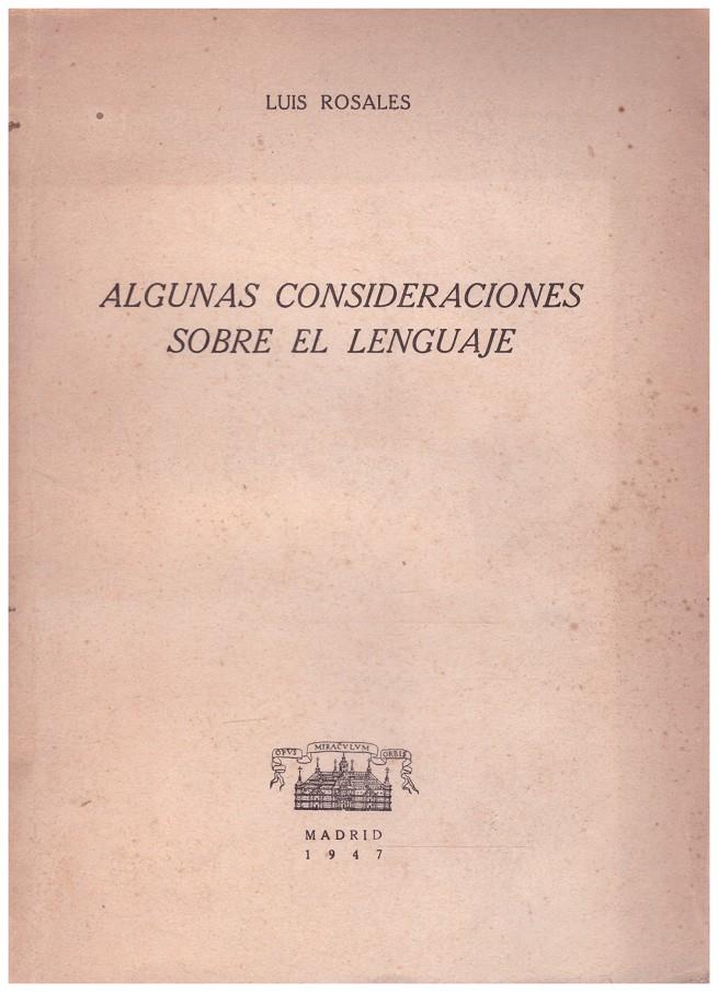 ALGUNAS CONSIDERACIONES SOBRE EL LENGUAJE | 9999900206036 | Rosales, Luis | Llibres de Companyia - Libros de segunda mano Barcelona