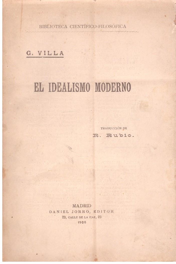 EL IDEALISMO MODERNO | 9999900203851 | Villa, G | Llibres de Companyia - Libros de segunda mano Barcelona