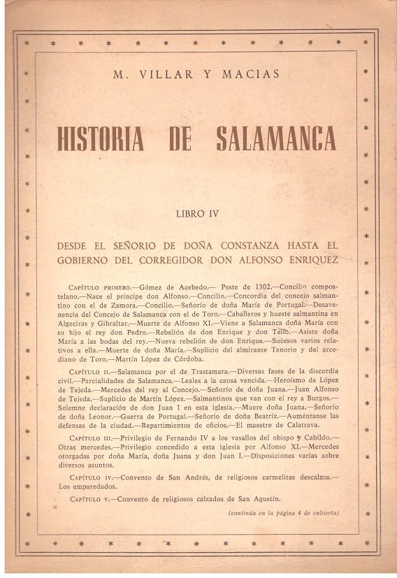 HISTORIA DE SALAMANCA LIBRO IV | 9999900207132 | Macias, M. Villar | Llibres de Companyia - Libros de segunda mano Barcelona