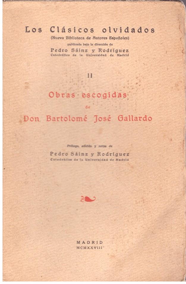 OBRAS ESCOGIDAS TOMO II | 9999900201789 | Gallardo, Jose Bartolome | Llibres de Companyia - Libros de segunda mano Barcelona