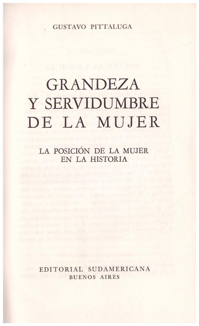 GRANDEZA Y SERVIDUMBRE DE LA MUJER | 9999900121308 | Pittaluga, Gustavo | Llibres de Companyia - Libros de segunda mano Barcelona