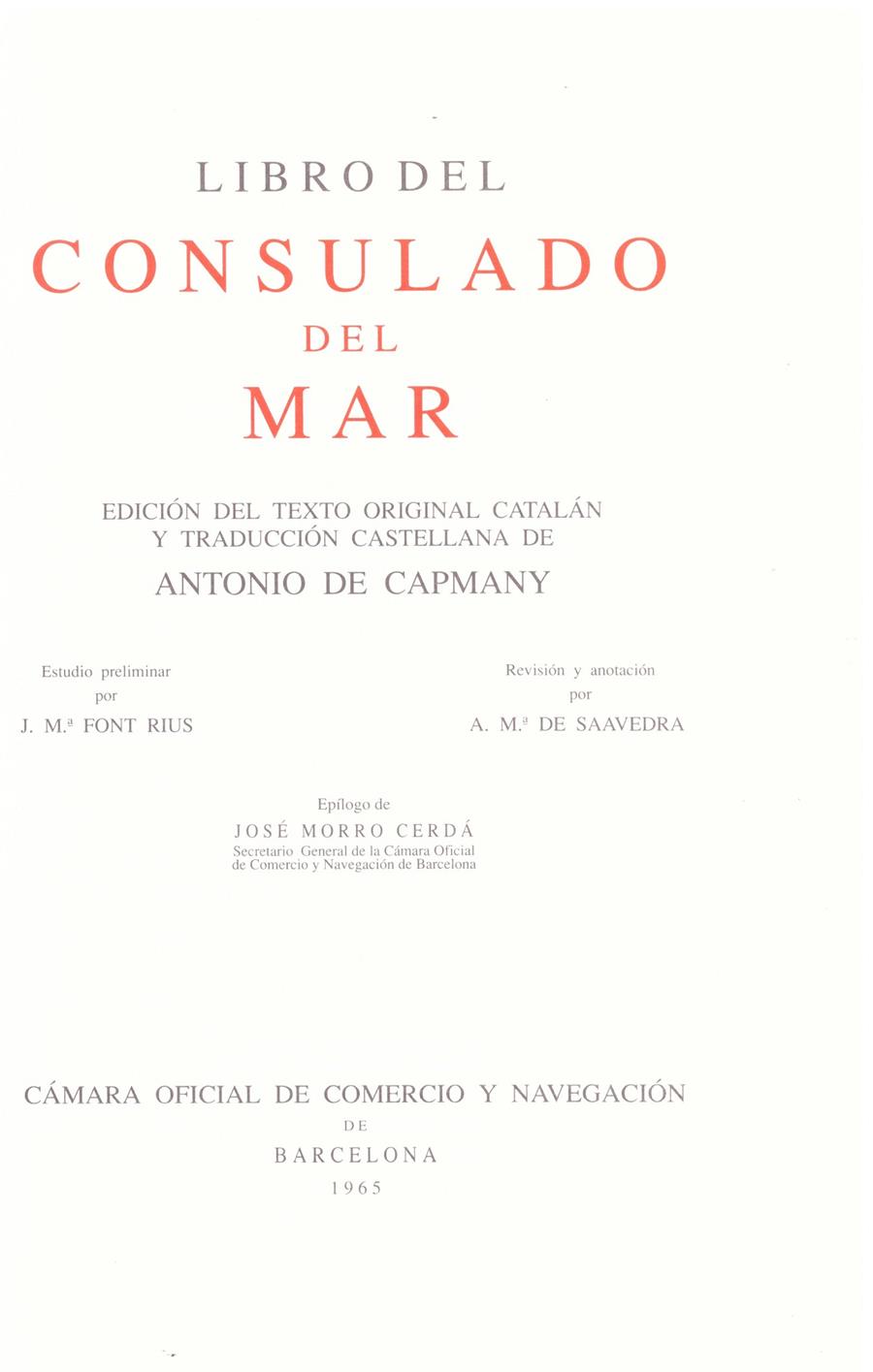 CONSULADO DEL MAR | 9999900198539 | Capmany, Antonio De | Llibres de Companyia - Libros de segunda mano Barcelona