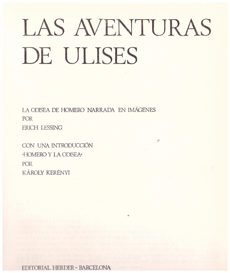 LAS AVENTURAS DE ULISES | 9999900193862 | Lessing, Erich | Llibres de Companyia - Libros de segunda mano Barcelona