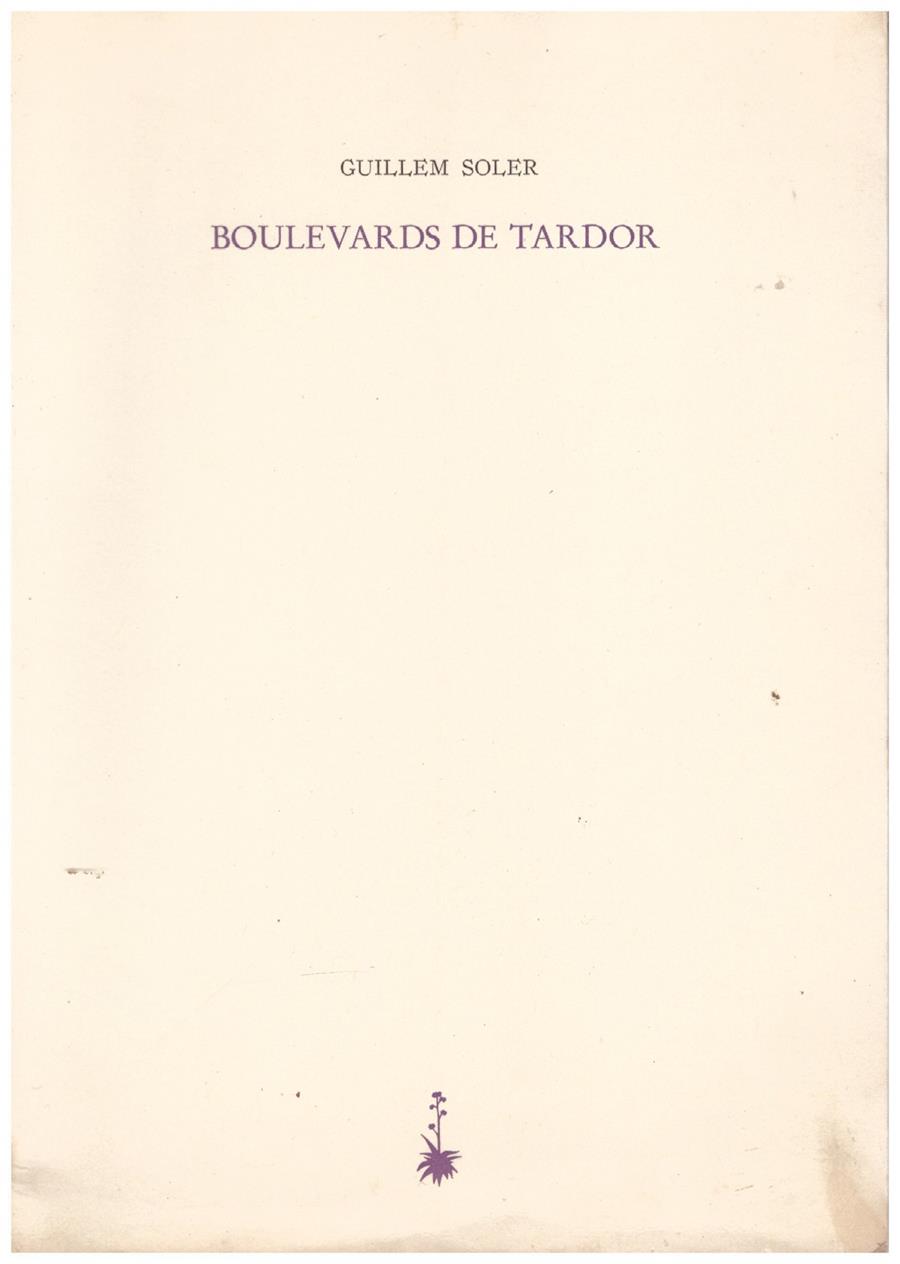 BOULEVARDS DE TARDOR | 9999900183214 | Soler, Guillem | Llibres de Companyia - Libros de segunda mano Barcelona