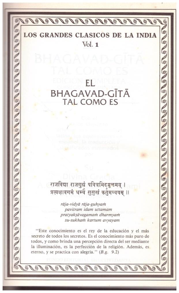 EL BHAGAVAD - GÍTÁ TAL COMO ES VOL 1 | 9999900217056 | Llibres de Companyia - Libros de segunda mano Barcelona