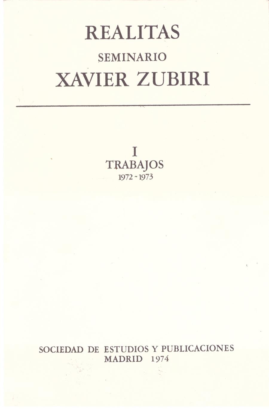 REALITAS SEMINARIO XAVIER ZUBIRI I TRABAJOS 1972-1973 | 9999900196993 | AA.VV | Llibres de Companyia - Libros de segunda mano Barcelona