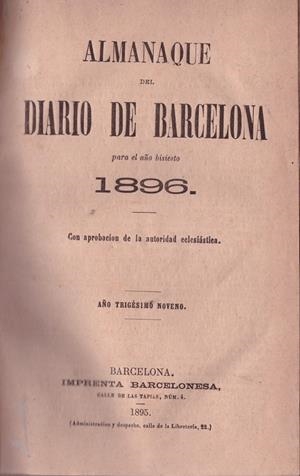 ALMANAQUE DEL DIARIO DE BARCELONA. 1896-1900 | 9999900011166 | Libros antiguos y de segunda mano con historia