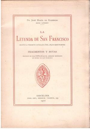LA LEYENDA DE SAN FRANCISCO | 9999900014273 | Elizondo, Fr. José María | Libros antiguos y de segunda mano con historia