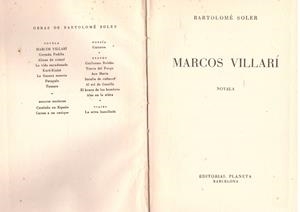 MARCOS VILLARÍ | 9999900087956 | Soler, Bartolomé. | Libros antiguos y de segunda mano con historia