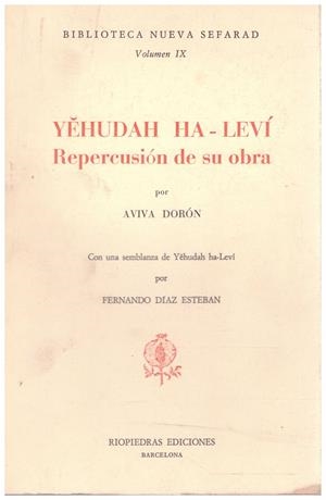 YEHUDAH HA-LEVÍ  | 9999900106312 | Dorón, Aviva | Libros antiguos y de segunda mano con historia