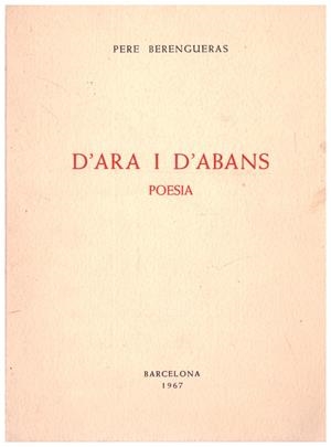 D'ARA I D'ABANS | 9999900133004 | Berengueras, Pere | Libros antiguos y de segunda mano con historia