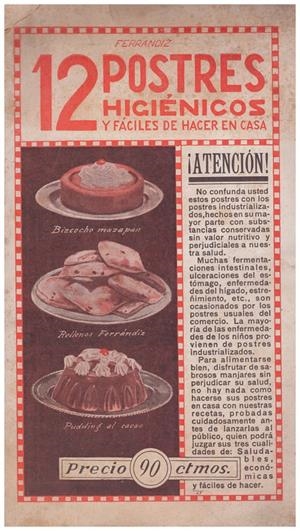 12 POSTRES HIGIÉNICOS Y FÁCILES DE HACER EN CASA | 9999900141108 | Ferrandiz | Libros antiguos y de segunda mano con historia