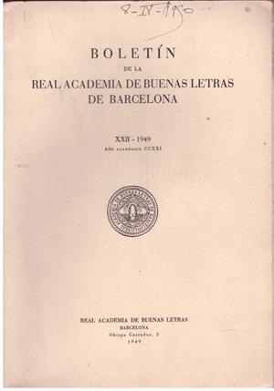 BOLETIN DE LA REAL ACADEMIA DE BUENAS LETRAS DE BARCELONA | 9999900023299 | REAL ACADEMIA DE BUENAS LETRAS  | Libros antiguos y de segunda mano con historia