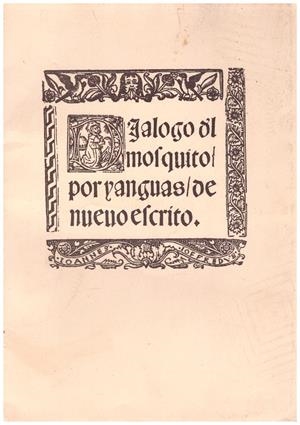DIALOGO DEL MOSQUITO | 9999900050158 | López de Yanguas, Hernán | Libros antiguos y de segunda mano con historia