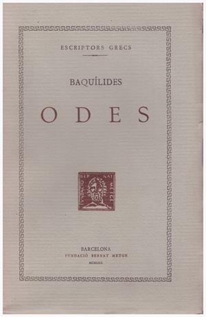 ODES | 9999900020915 | Baquílides | Libros antiguos y de segunda mano con historia