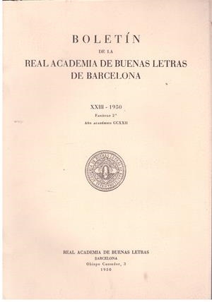 BOLETIN DE LA REAL ACADEMIA DE BUENAS LETRAS DE BARCELONA | 9999900032352 | Libros antiguos y de segunda mano con historia
