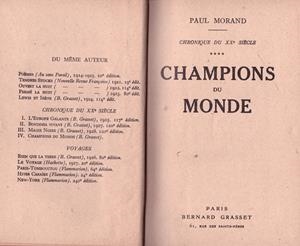 CHAMPIONS DU MONDE | 9999900031232 | Morand, Paul | Libros antiguos y de segunda mano con historia