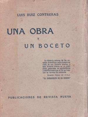UNA OBRA Y UN BOCETO | 9999900121629 | Ruíz Contreras, Luis | Libros antiguos y de segunda mano con historia