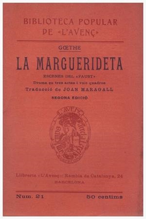 LA MARGUERIDETA | 9999900115529 | Goethe | Libros antiguos y de segunda mano con historia
