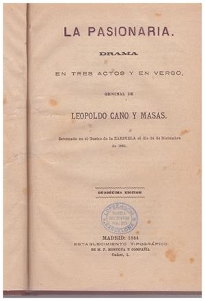 LA PASIONARIA | 9999900046137 | Cano y Masas, Leopoldo | Libros antiguos y de segunda mano con historia